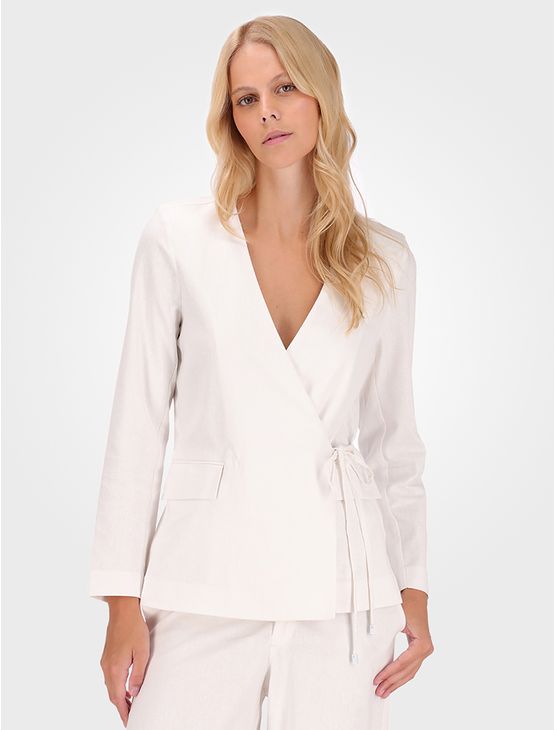 Blazer Feminino Amarração Linho Coenizado Calvin Klein - Branco 2 Blazer Feminino Amarração Linho Coenizado Calvin Klein Branco 2 40