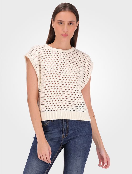 Colete Feminino Tricot Ponto Aberto Calvin Klein – Off White Colete Feminino Tricot Ponto Aberto Calvin Klein Off White Pp