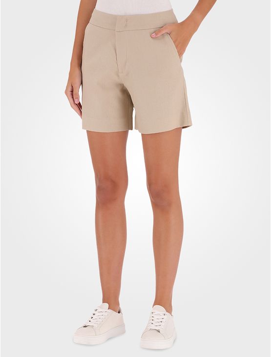 Bermuda Feminina Linho Coenizado Calvin Klein - Caqui Claro Bermuda Feminina Linho Coenizado Calvin Klein Caqui Claro 38