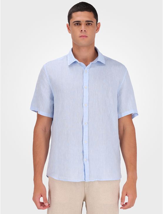 Camisa Masculina Manga Curta Cannes Linen – Azul Claro Camisa Masculina Manga Curta Cannes Linen Azul Claro 6