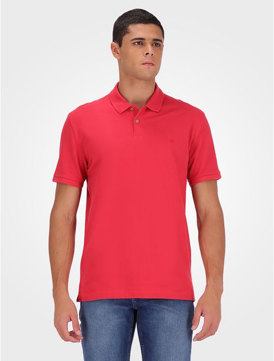 Polo Masculina Básica Sem Friso Calvin Klein – Vermelho