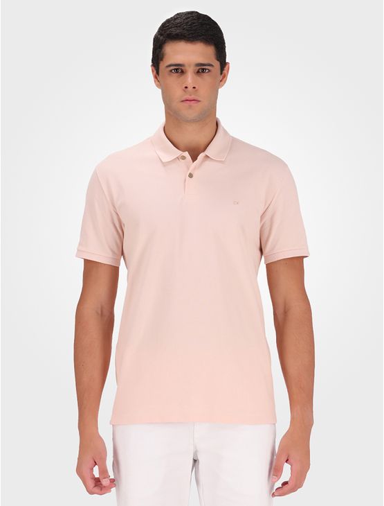 Polo Masculina Básica Sem Friso Calvin Klein – Rosa Claro