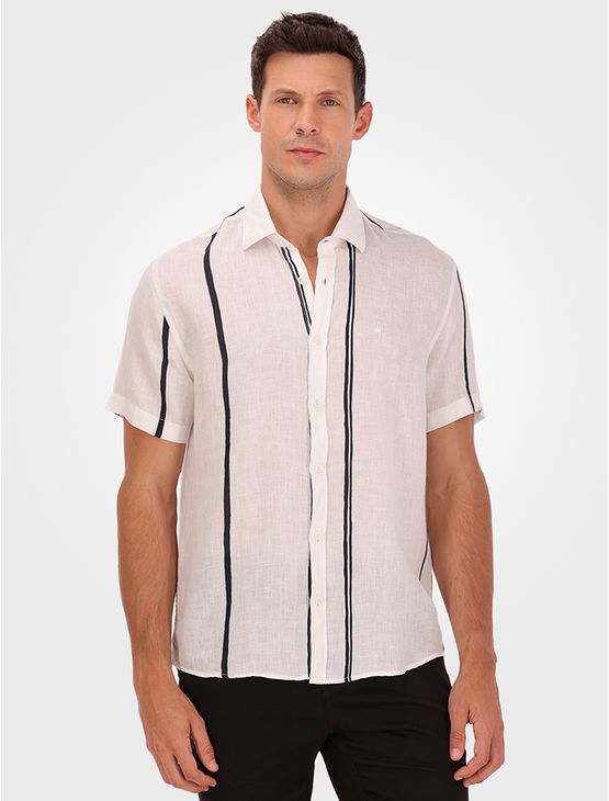 Camisa Masculina Linen Listras – Branco Camisa Masculina Linen Listras Branco 3