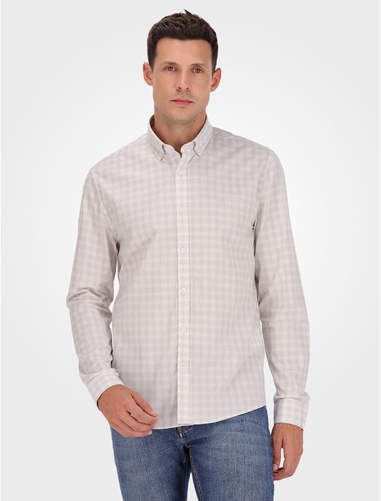 Camisa Masculina Chess Botton Down – Caqui Claro Camisa Masculina Chess Botton Down Caqui Claro 1