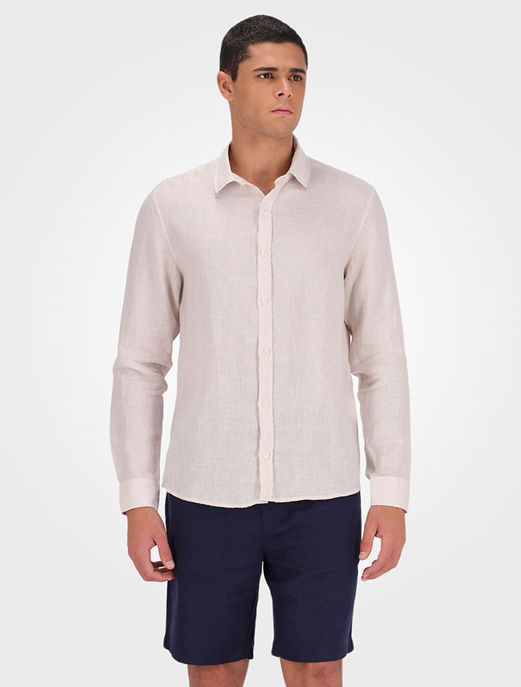 Camisa Masculina Linen - Off White - Camisa Masculina Linen Off White 6