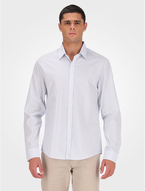 Camisa Masculina Micro Listrado - Azul Claro Camisa Masculina Micro Listrado Azul Claro 2