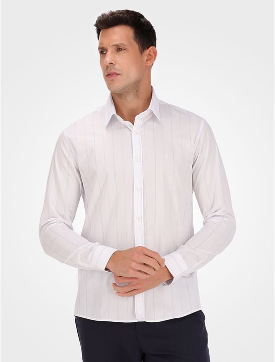 Camisa Masculina Tricoline Listras – Branco Camisa Masculina Tricoline Listras Branco 6
