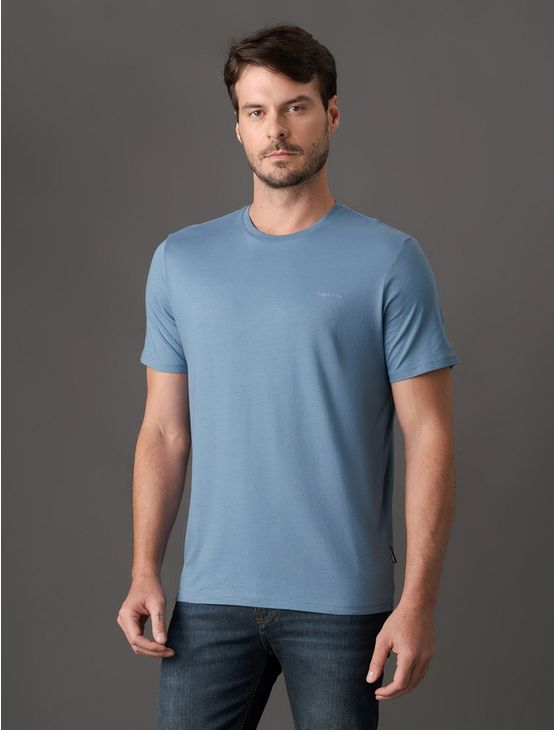 Camiseta Masculina Gola Careca Solid Liquid - Azul Médio Camiseta Masculina Gola Careca Solid Liquid Azul Médio p