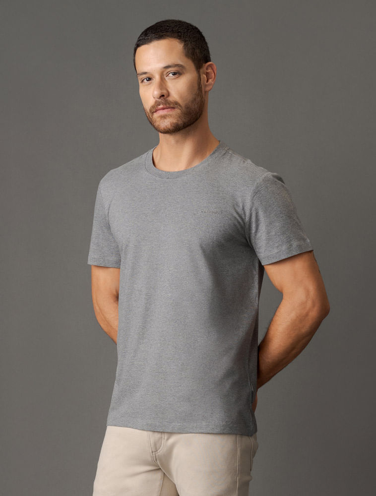 Camiseta Masculina Gola Careca Solid Liquid - Mescla