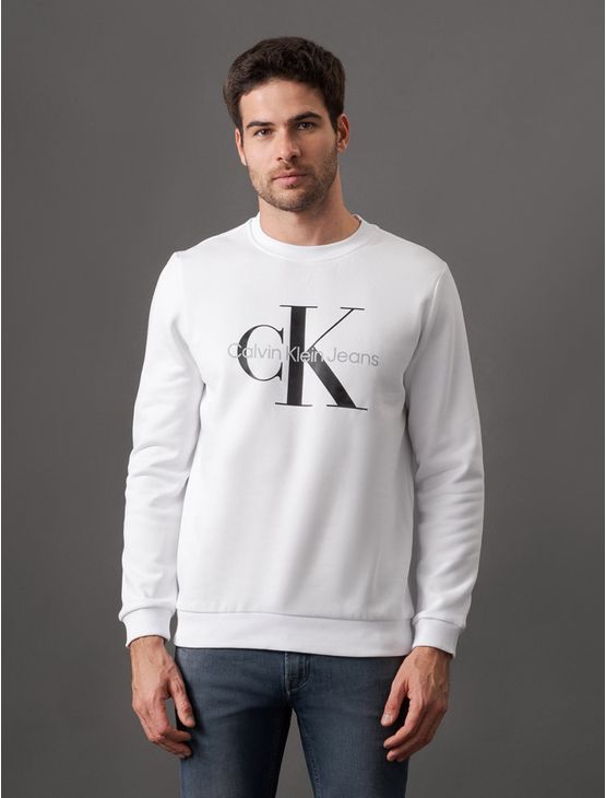 Casaco Masculino Moletom Gola Careca Calvin Klein Jeans – Branco Casaco Masculino Moletom Gola Careca Calvin Klein Jeans Branco Gg