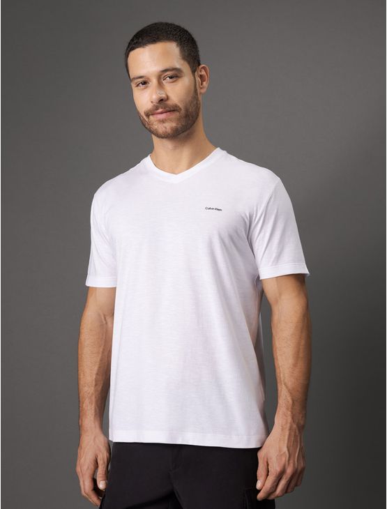 Camiseta Masculina Slim Flamê Calvin Klein – Branco