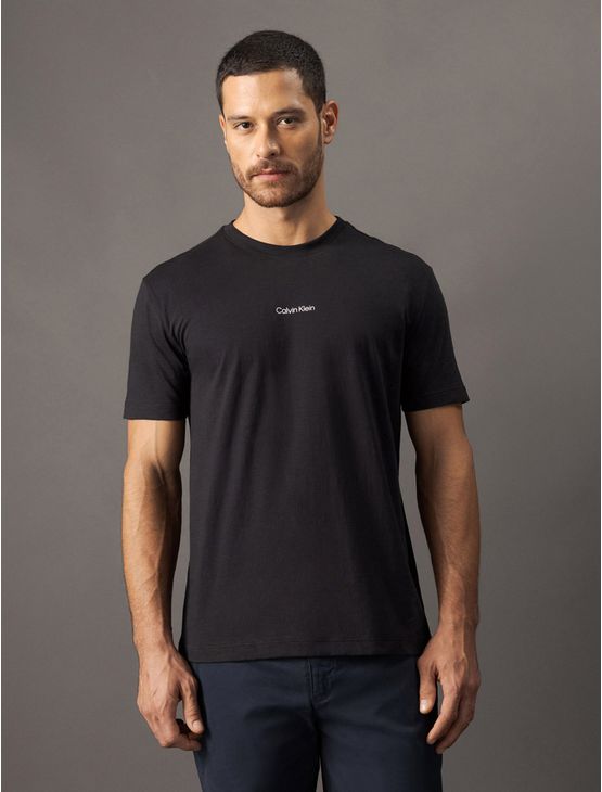 Camiseta Masculina Meia Malha Flamê Calvin Klein – Preto