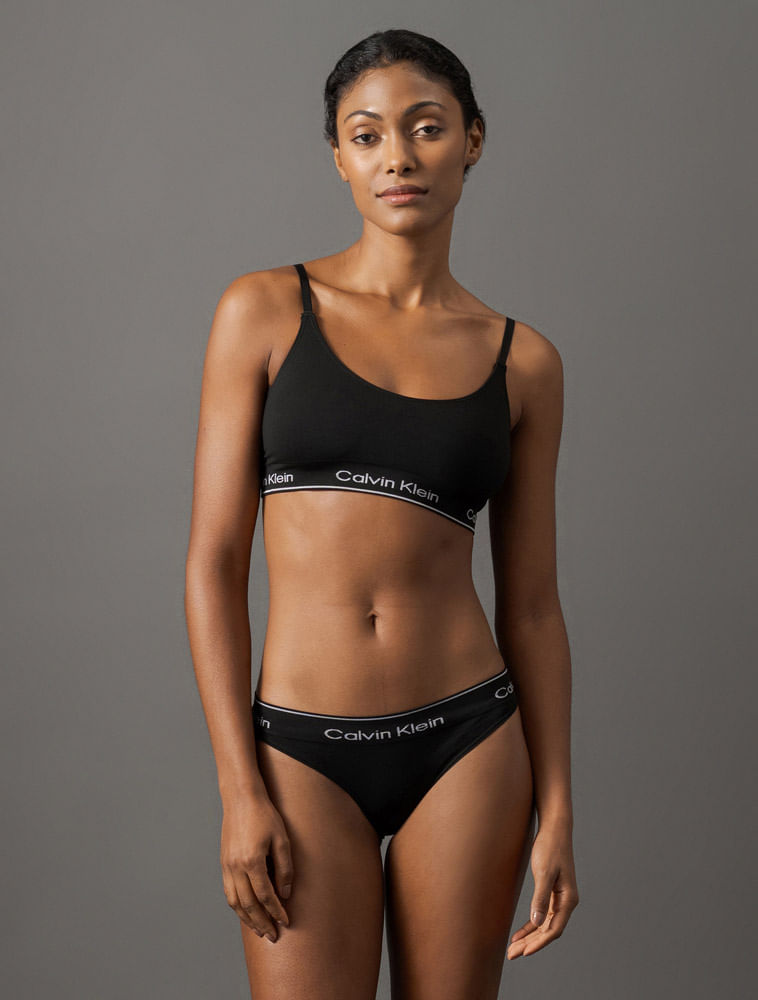 Calcinha Tanga Modern Cotton Seamless Calvin Klein Underwear - Preto
