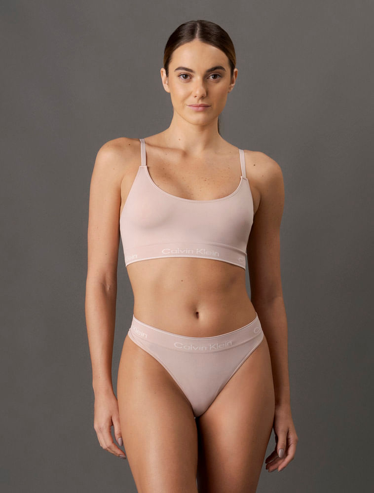 Calcinha Fio Dental Modern Cotton Seamless Calvin Klein Underwear - Rosa Claro