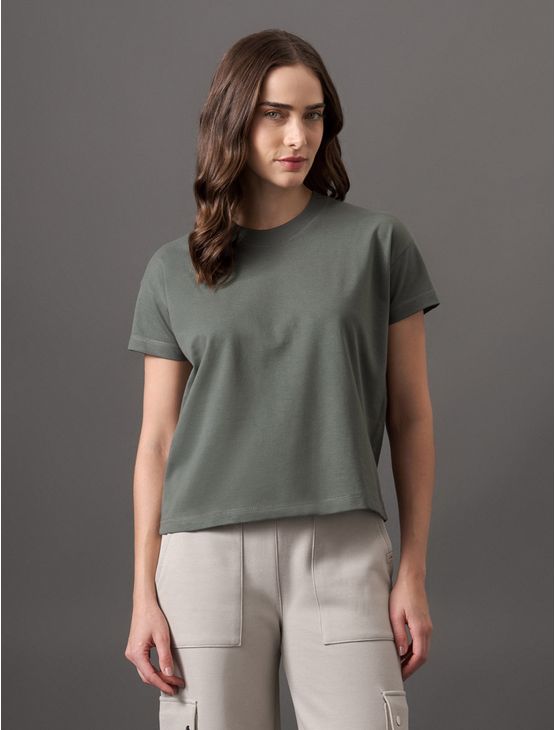Camiseta Feminina Trançador Contraste Calvin Klein Jeans - Verde Médio Camiseta Feminina Trançador Contraste Calvin Klein Jeans Verde Médio Pp