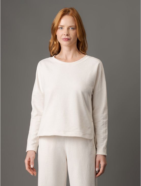 Blusa de Moletom Sarjado Calvin Klein - Areia Blusa de Moletom Sarjado Calvin Klein Areia m