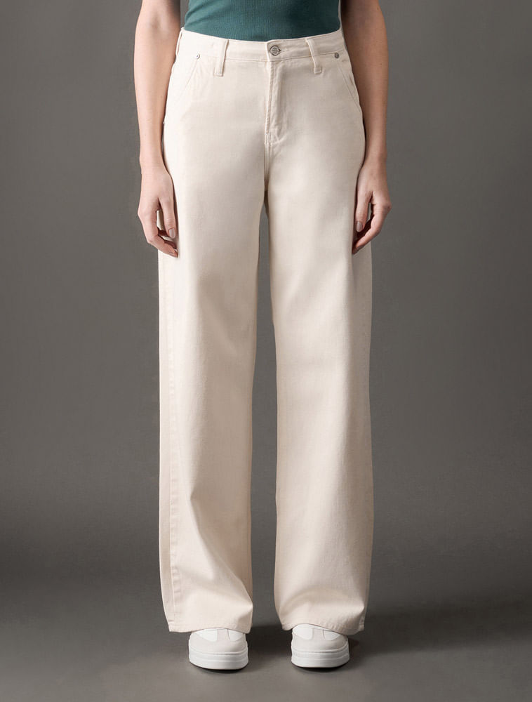 Calça Feminina Color Wide Leg Calvin Klein - Off White