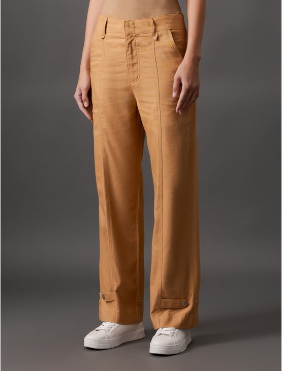 Calça Feminina Linho Misto Calvin Klein - Havana Calça Feminina Linho Misto Calvin Klein Havana 38