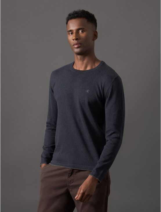 Tricot Masculino Gola Careca Calvin Klein Jeans - Marinho Tricot Masculino Gola Careca Calvin Klein Jeans Marinho g