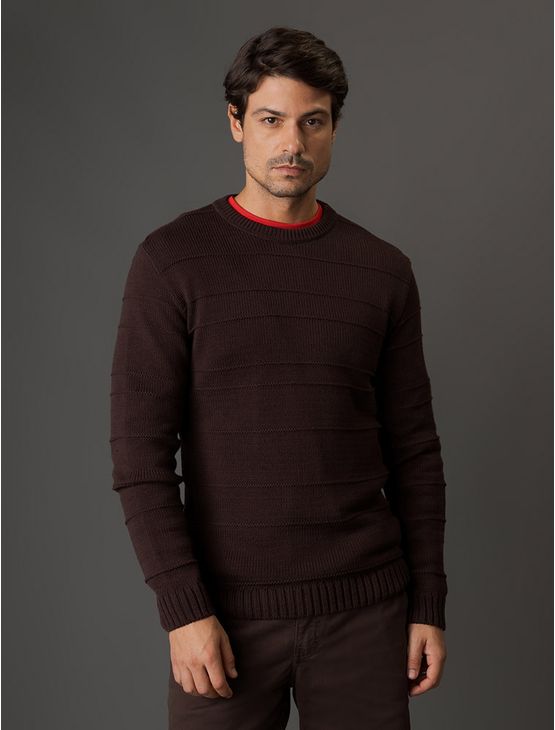 Tricot Masculino Listras Relevo Calvin Klein Jeans – Marrom Tricot Masculino Listras Relevo Calvin Klein Jeans Marrom g