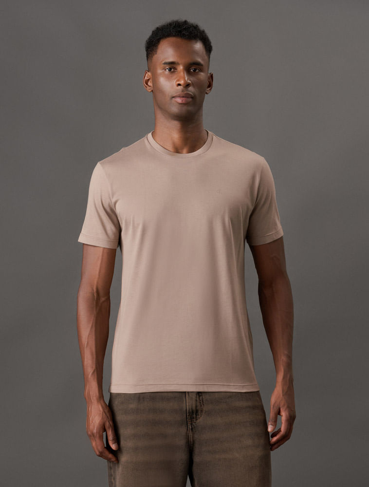 Camiseta Masculina Pima Calvin Klein Jeans - Caqui Medio