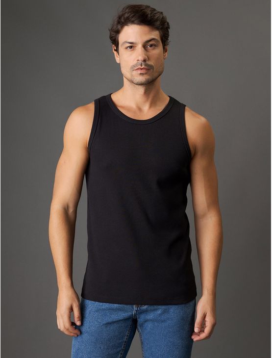 Regata Masculina Ribana Monograma Calvin Klein Jeans - Preto Regata Masculina Ribana Monograma Calvin Klein Jeans Preto Gg