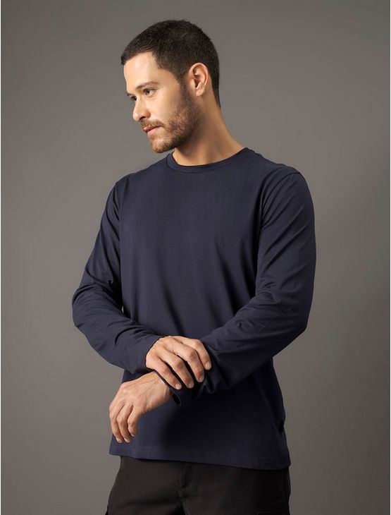 Camiseta Masculina Pima Manga Longa Calvin Klein - Marinho Camiseta Masculina Pima Manga Longa Calvin Klein Marinho Ggg