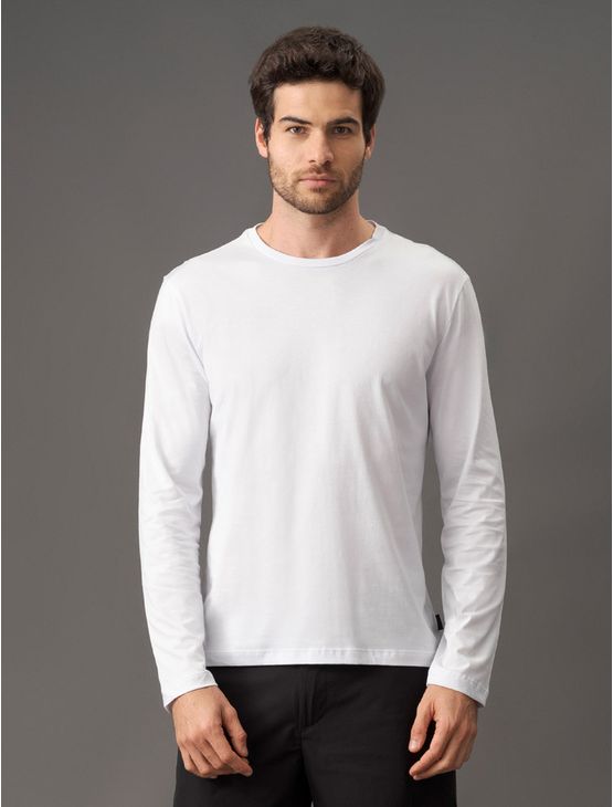 Camiseta Masculina Pima Manga Longa Calvin Klein - Branco Camiseta Masculina Pima Manga Longa Calvin Klein Branco g