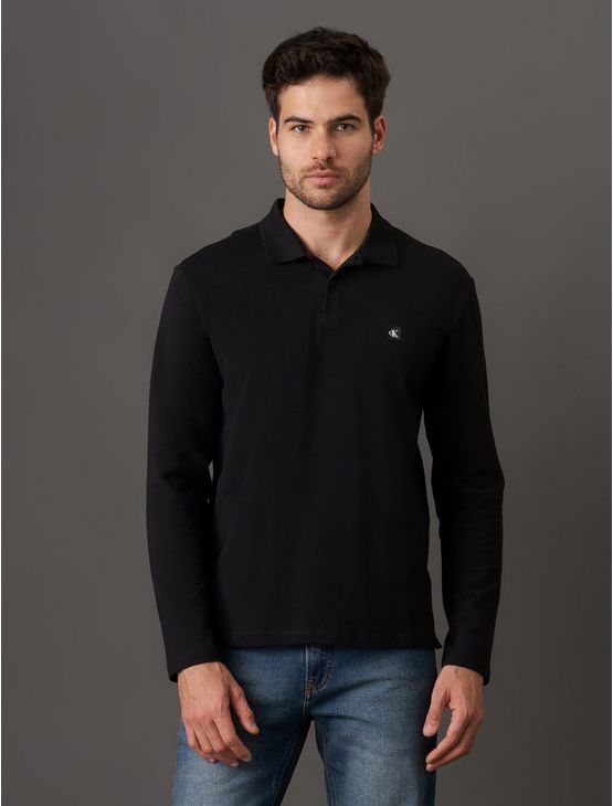 Polo Masculina Manga Longa Premium Calvin Klein Jeans – Preto Polo Masculina Manga Longa Premium Calvin Klein Jeans Preto Pp