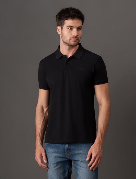 Polo Masculina Logo Gel Calvin Klein Jeans – Preto Polo Masculina Logo Gel Calvin Klein Jeans Preto p