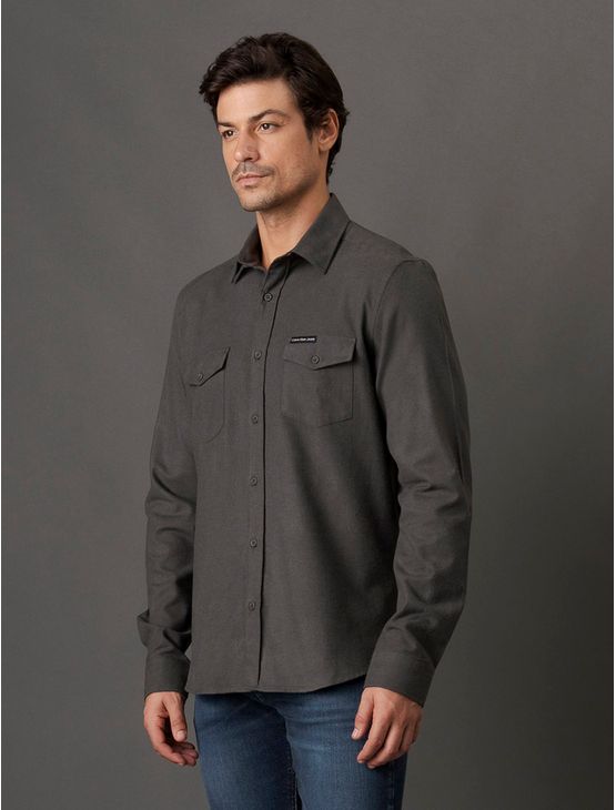 Camisa Masculina Regular Flanela Bolso Calvin Klein Jeans - Militar Camisa Masculina Regular Flanela Bolso Calvin Klein Jeans Militar m