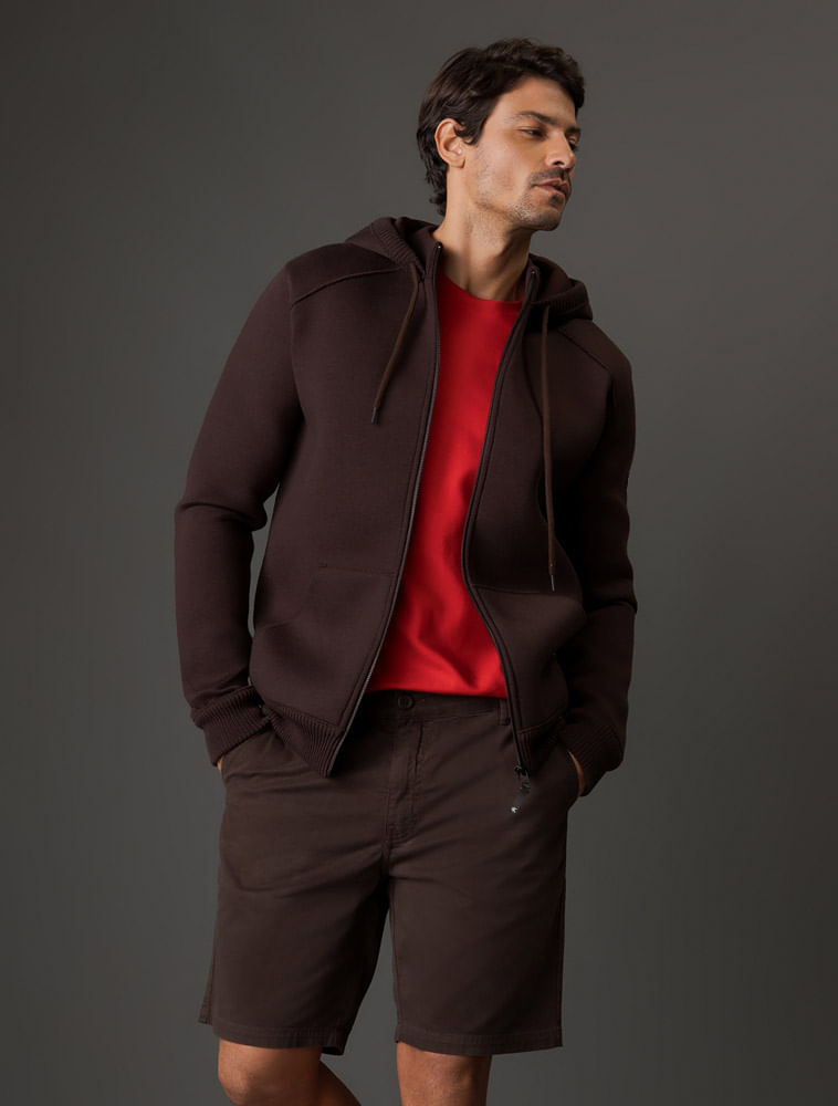 Casaco Masculino Dublado Com Capuz Calvin Klein Jeans - Marrom