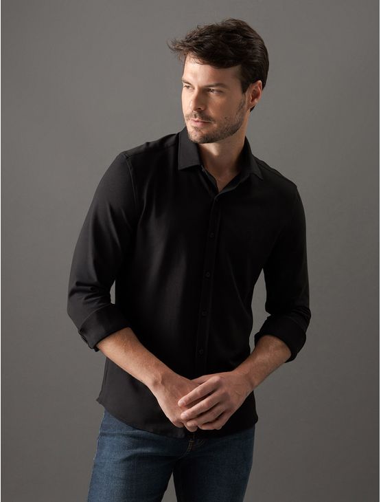 Camisa Masculina Slim Piquet Calvin Klein – Preto Camisa Masculina Slim Piquet Calvin Klein Preto 4