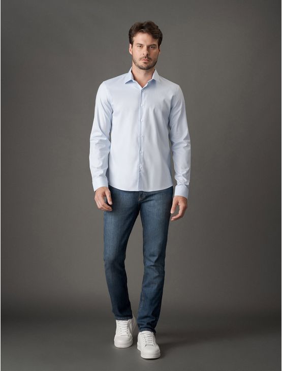 Camisa Masculina Slim Cotton Maquineta Calvin Klein – Azul Claro Camisa Masculina Slim Cotton Maquineta Calvin Klein Azul Claro 6