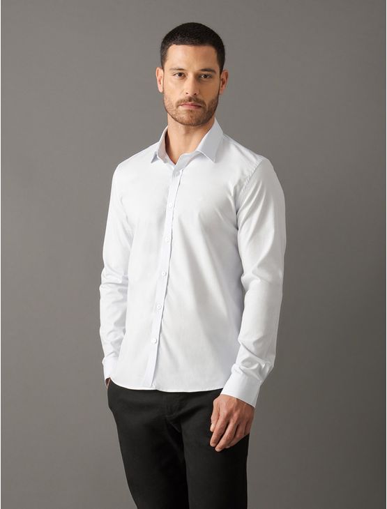 Camisa Masculina Slim Tricoline Calvin Klein – Branco Camisa Masculina Slim Tricoline Calvin Klein Branco 6