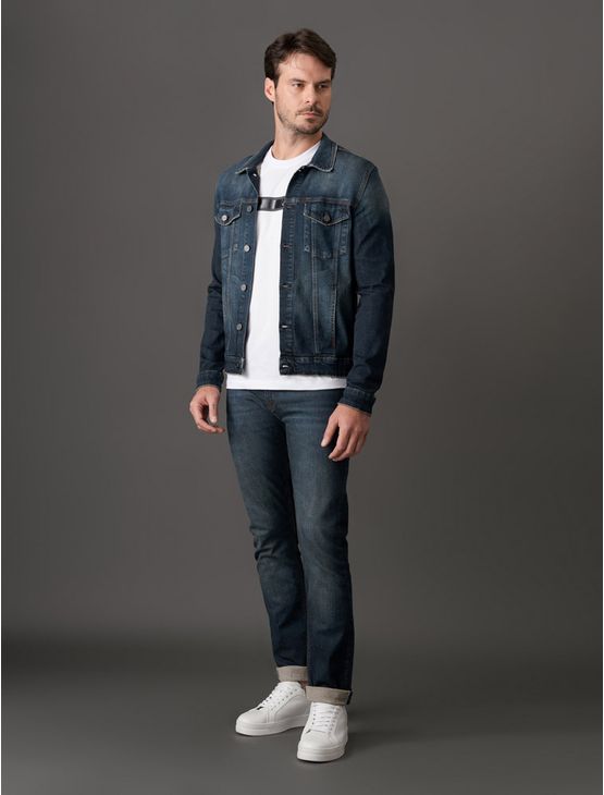 Jaqueta Jeans Masculina Trucker Calvin Klein - Marinho Jaqueta Jeans Masculina Trucker Calvin Klein Marinho m