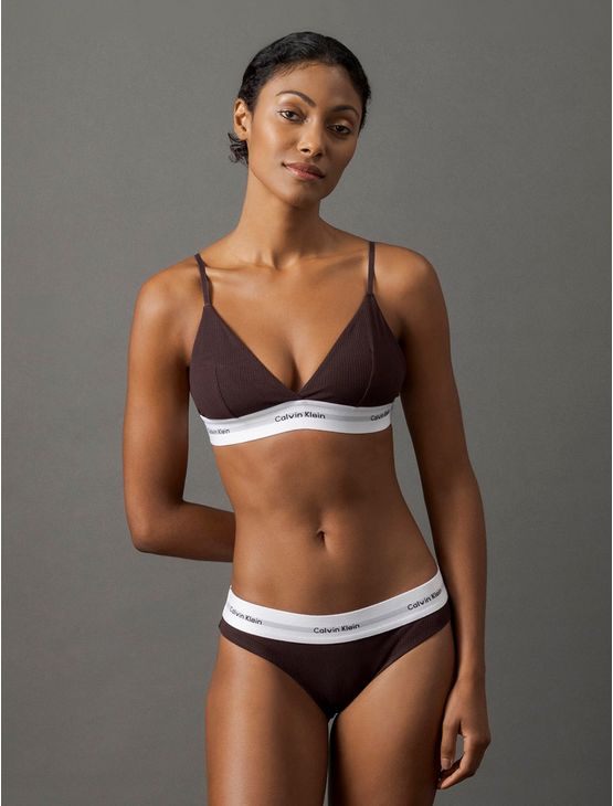Calcinha Tanga Modern Canelada Calvin Klein Underwear - Marrom Calcinha Tanga Modern Canelada Calvin Klein Underwear Marrom p