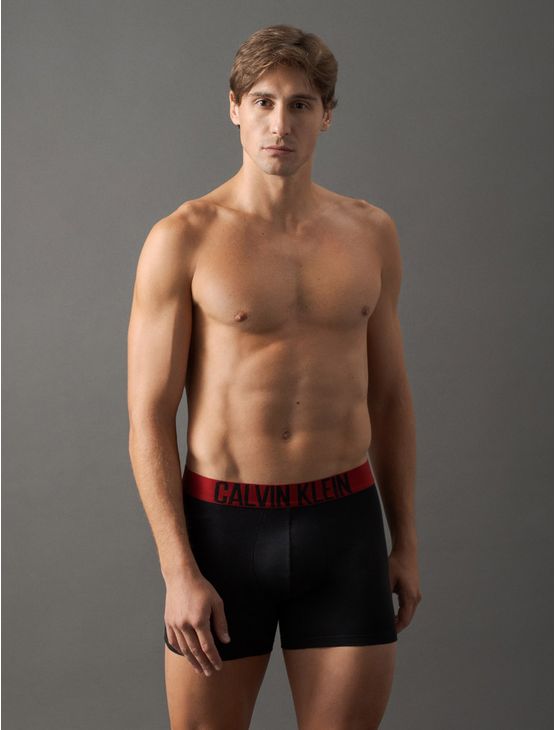 Kit 2 Cuecas Boxer Cotton Intense Power Calvin Klein Underwear - Preto/Vermelho Escuro Kit 2 Cuecas Boxer Cotton Intense Power Calvin Klein Underwear Preto/Vermelho Escuro p