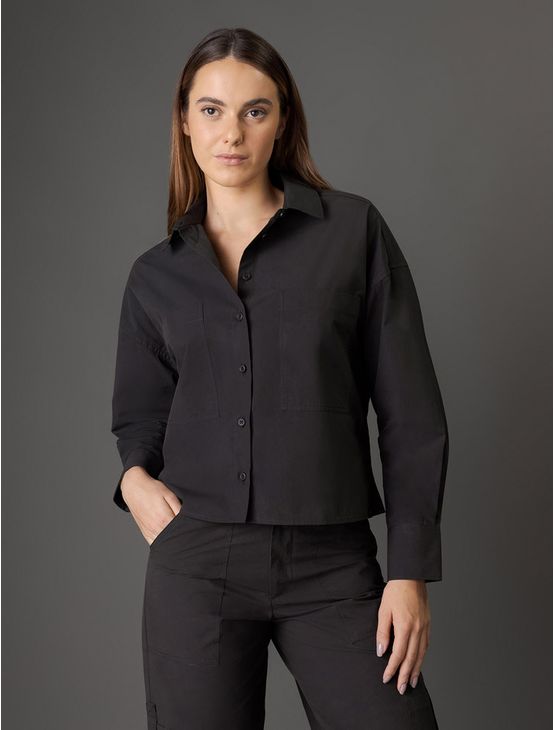 Camisa Feminina Oversized Empapelada Calvin Klein Jeans - Preto Camisa Feminina Oversized Empapelada Calvin Klein Jeans Preto 36