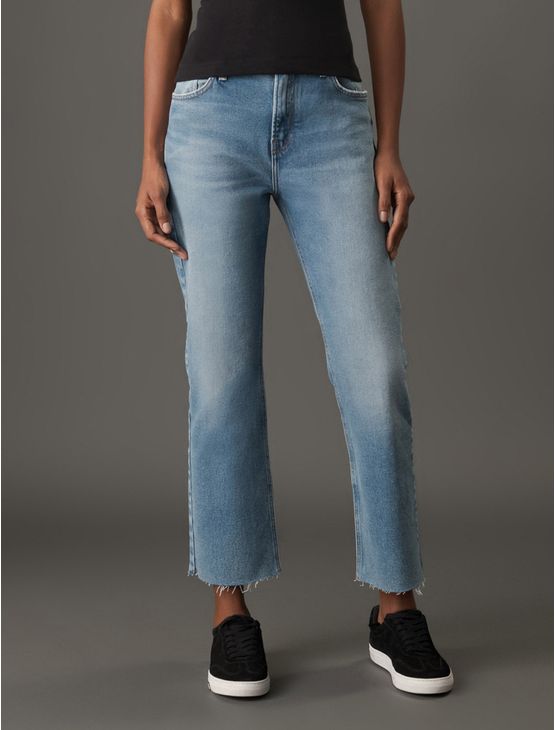 Calça Jeans Feminina Straight Recyckled Calvin Klein Jeans - Azul Médio Calça Jeans Feminina Straight Recyckled Calvin Klein Jeans Azul Médio 42