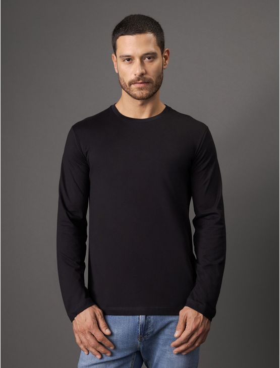 Camiseta Masculina Pima Manga Longa Calvin Klein - Preto Camiseta Masculina Pima Manga Longa Calvin Klein Preto Ggg