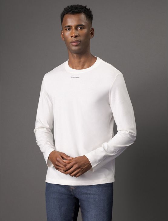 Camiseta Masculina Manga Longa Nano Logo Calvin Klein – Off White Camiseta Masculina Manga Longa Nano Logo Calvin Klein Off White Ggg
