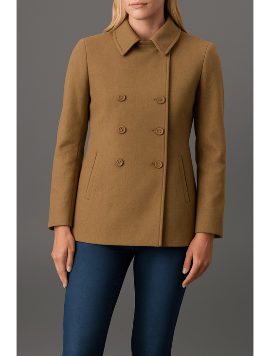 Casaco Feminino Lã Com Botões Calvin Klein Jeans - Caqui Medio Casaco Feminino Lã Com Botões Calvin Klein Jeans Caqui Medio 40