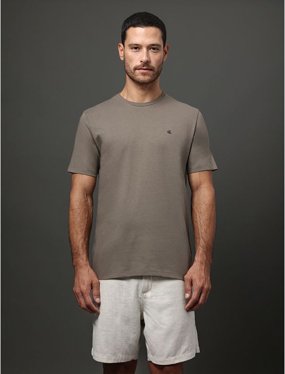 Camiseta Masculina Básica Smooth Cotton Calvin Klein Jeans – Caqui Medio