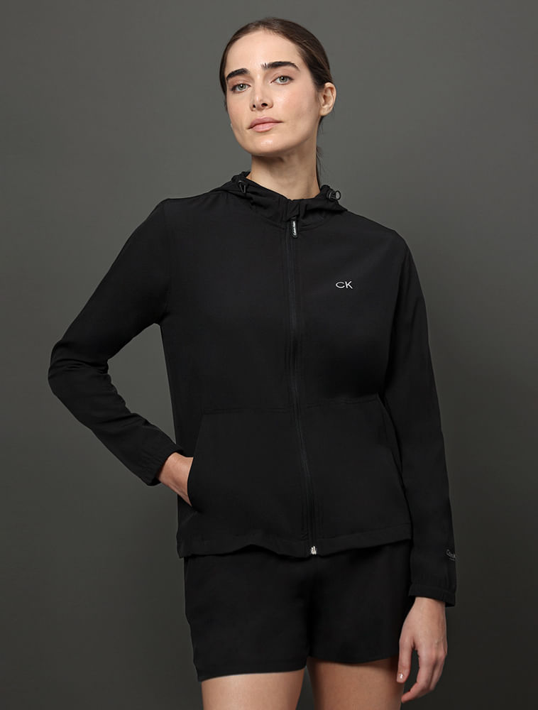 Jaqueta Corta Vento Calvin Klein Sport Feminino com Capuz - Preto