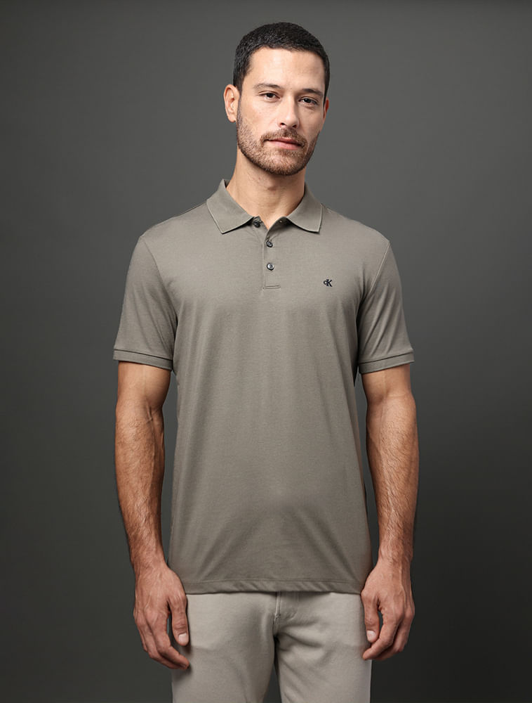 Polo Masculina Básica Smooth Cotton Calvin Klein - Camurça