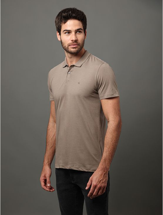 Polo Masculina Slim Pima Calvin Klein Jeans - Caqui Medio Polo Masculina Slim Pima Calvin Klein Jeans Caqui Medio Ggg