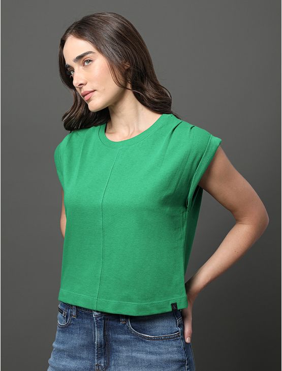 Blusa Feminina Pregas Ombro Calvin Klein Jeans