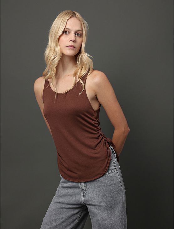 Regata Feminina Malha Tricot Calvin Klein Jeans - Marrom Regata Feminina Malha Tricot Calvin Klein Jeans Marrom Pp