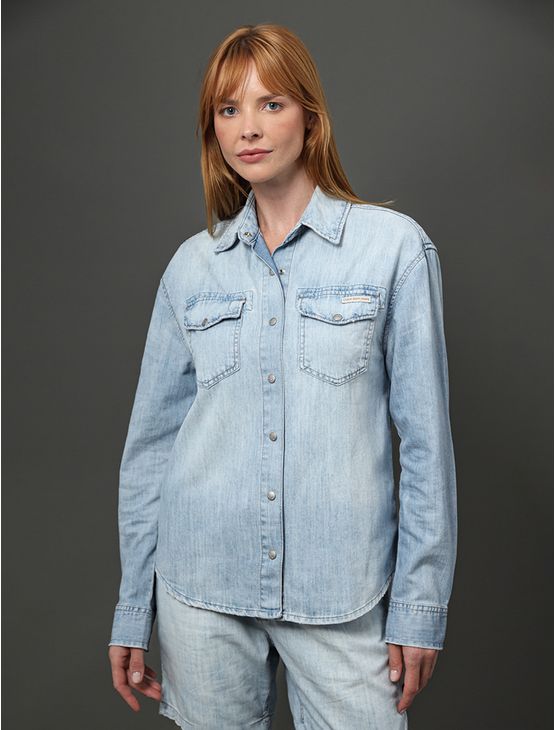 Camisa Jeans Feminina Overshirt Calvin Klein Jeans